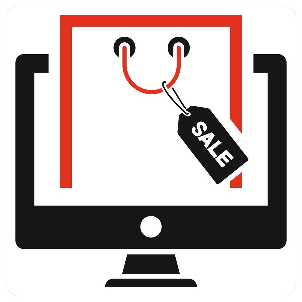 Online Sale icon concept in red color vector
