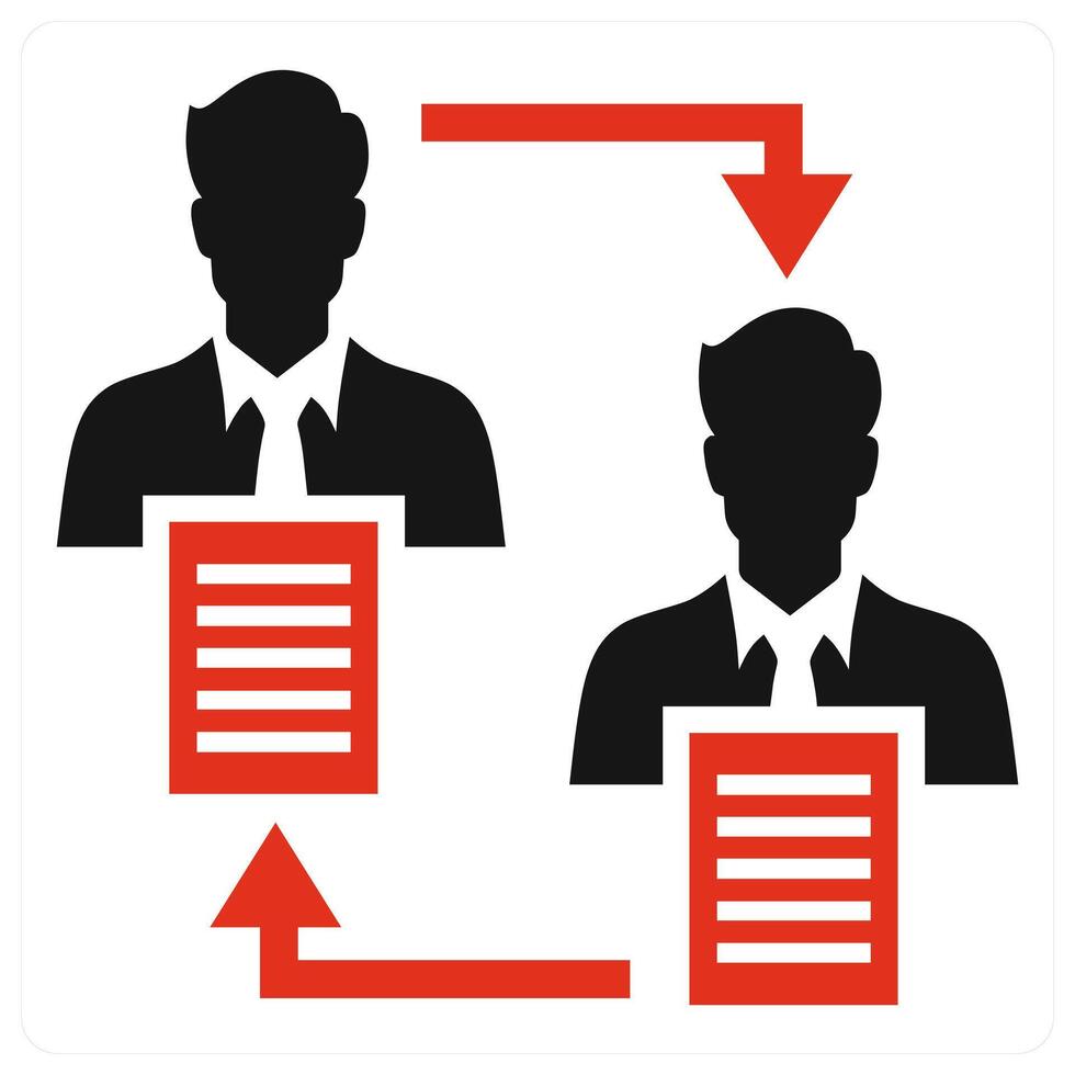 Peer To Peer icon concept in red color vector