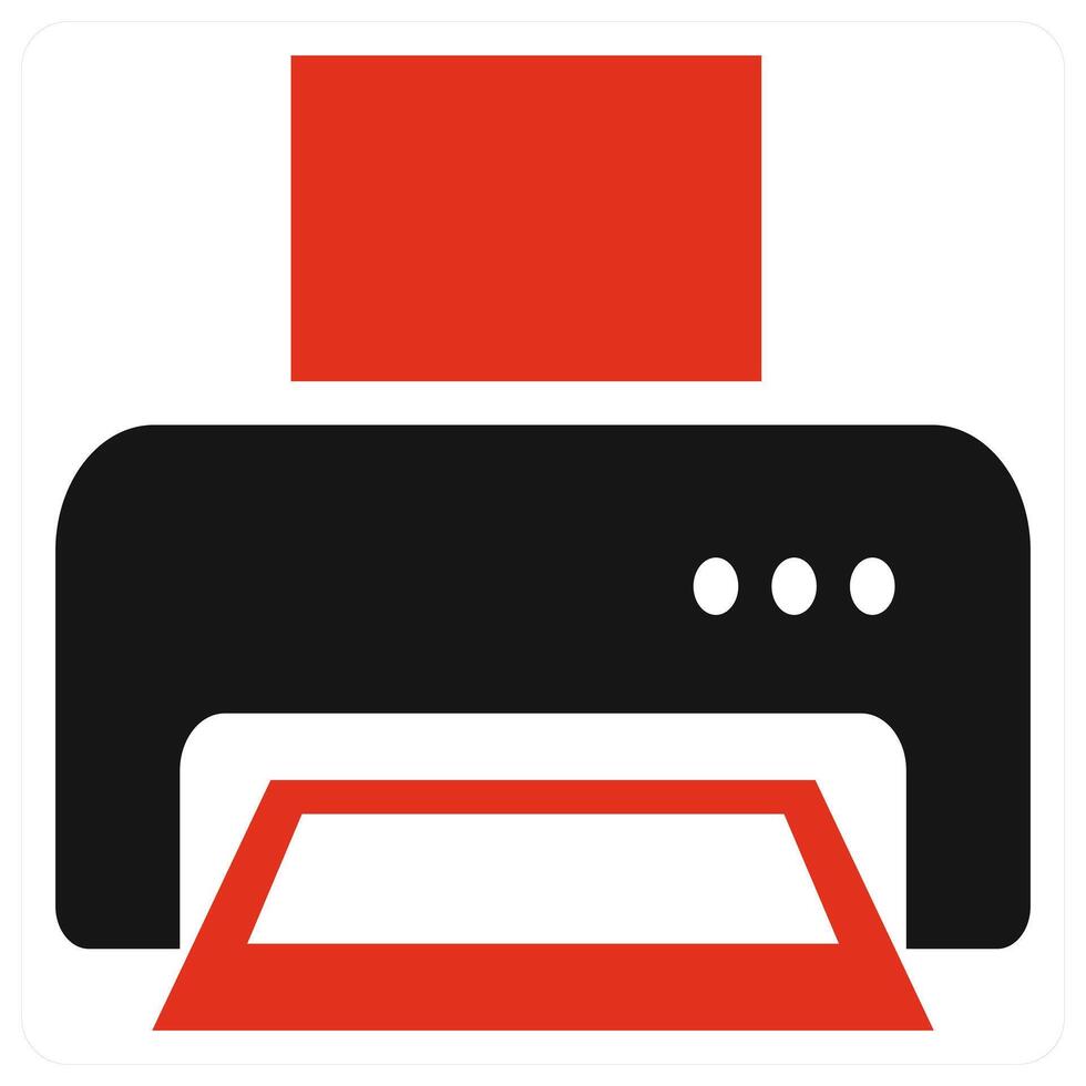 Printer and document icon concept in red color vector
