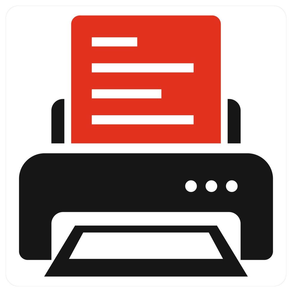 Printer and print icon concept in red color vector