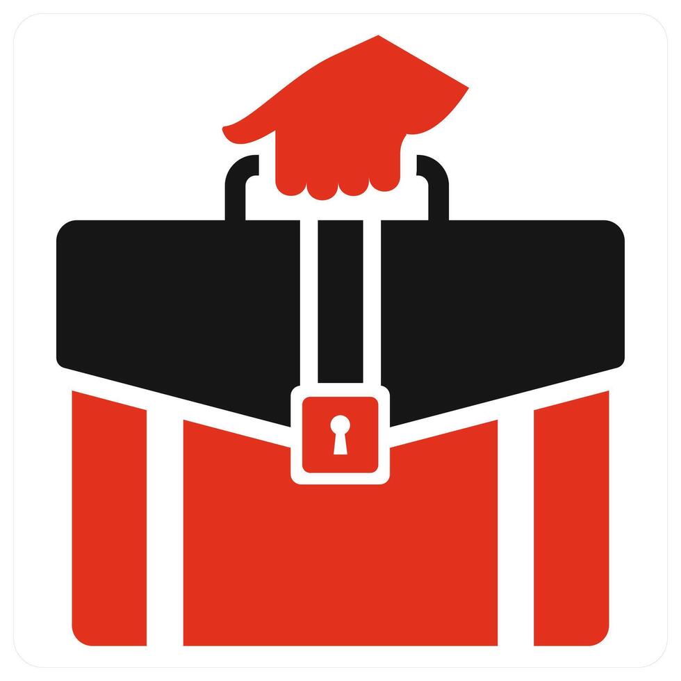 Portfolio and briefcase icon in red color vector