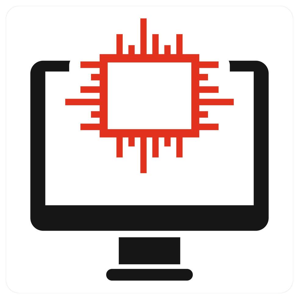 Processor icon concept in red color vector