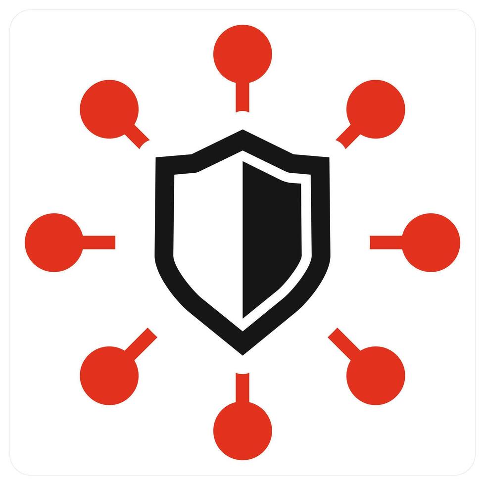 Protect Network icon concept in red color vector
