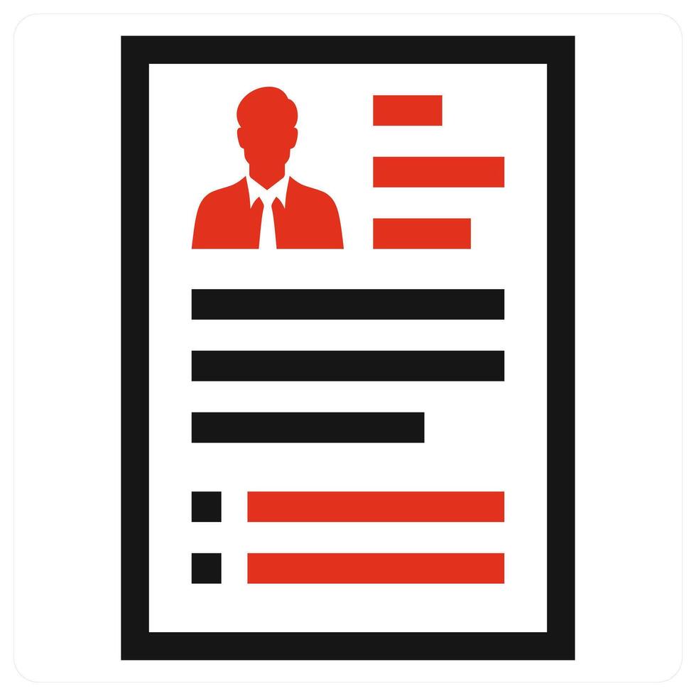 Resume and cv icon in red color vector
