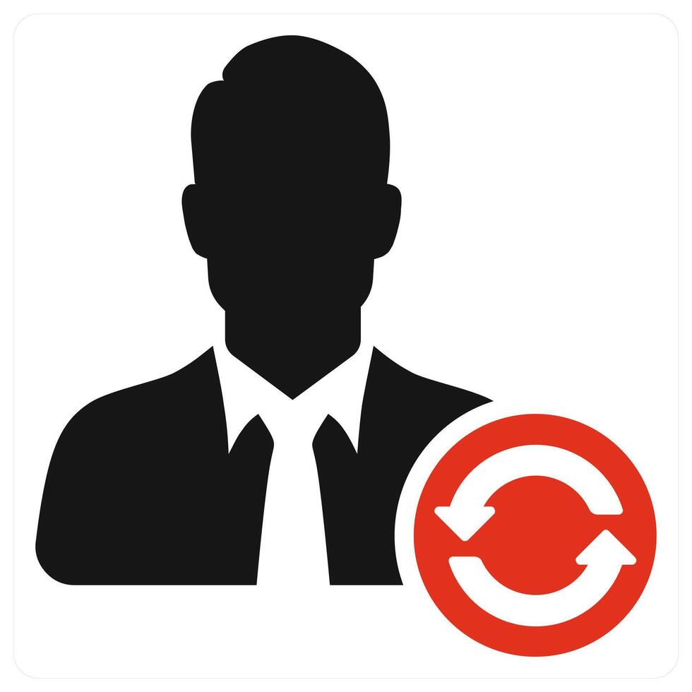 Refresh User icon concept in red color vector