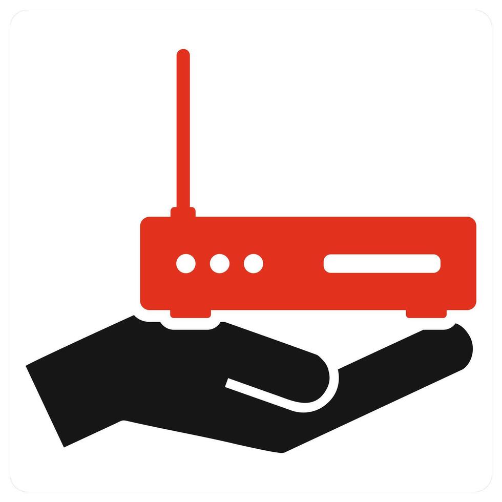 Router and wifi icon concept in red color vector