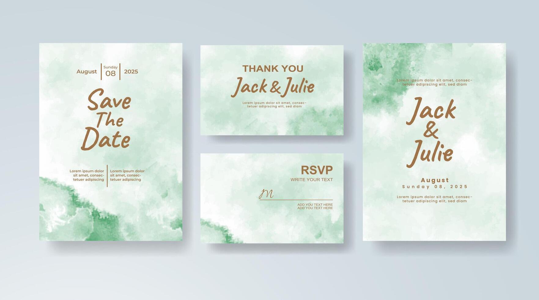 Boho watercolor wedding invitation card in dusty rose, featuring gold foil touches on textured paper. vector