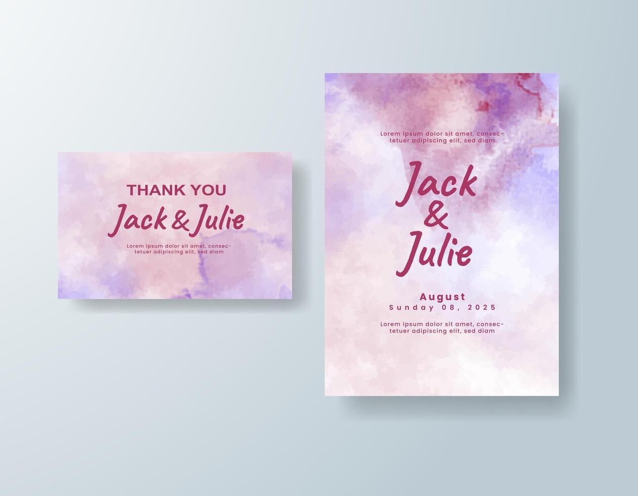 Whimsical watercolor details in lavender and sky create a fairy-tale feeling. vector