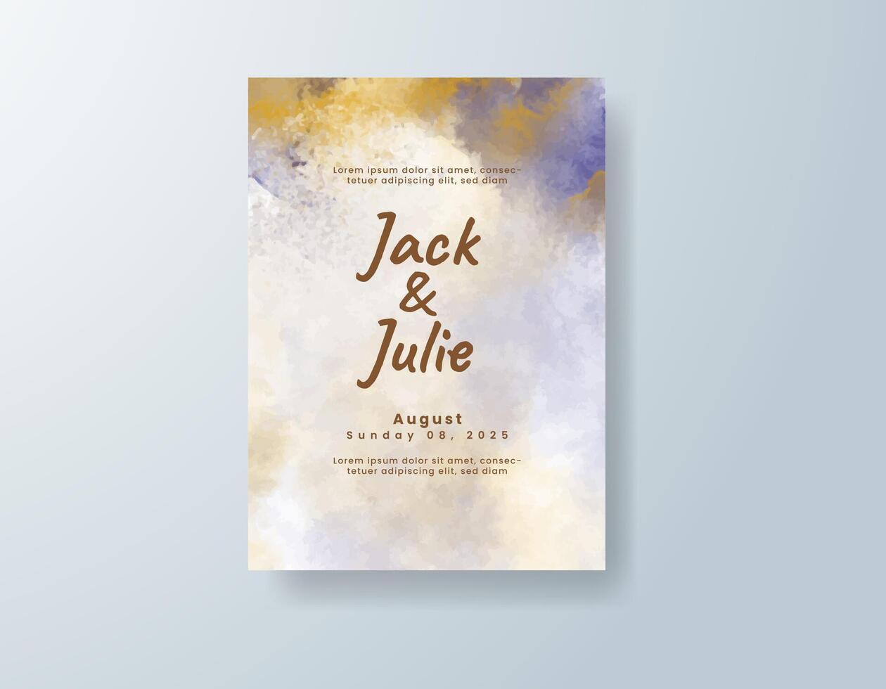 Soft lavender and sky blue brushstrokes create a tranquil foundation for your wedding details. vector