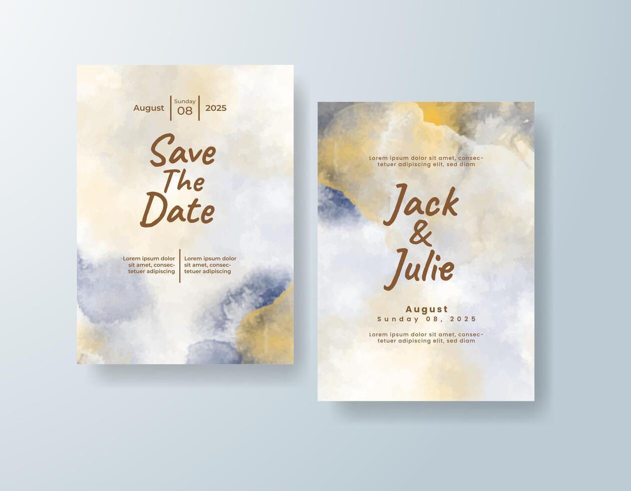 Dreamy brushstrokes in muted tones frame the details of your celebration in timeless elegance. vector