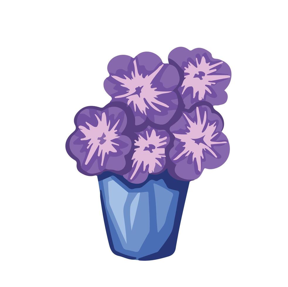 Vase with violets of lilac color illustration vector