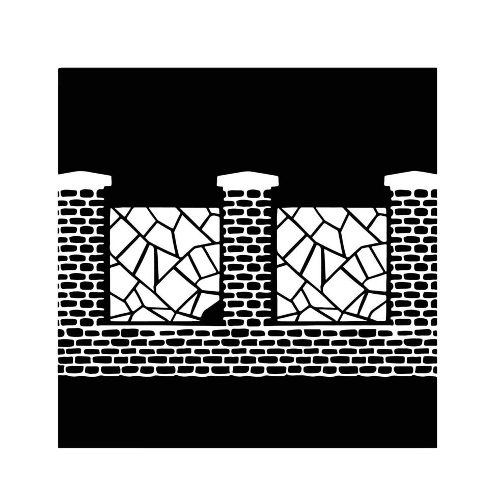 Fence made of marble stone monochrome vector