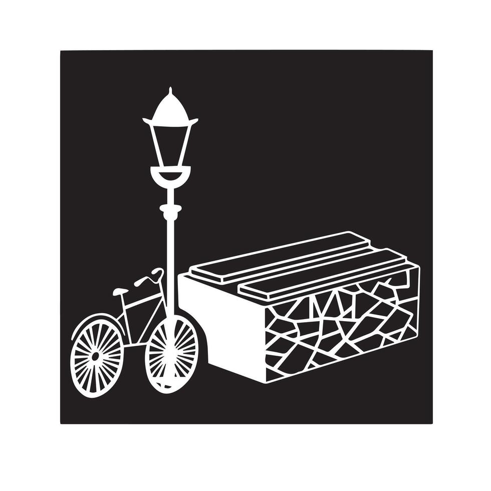 Stone products, granite bench monochrome vector