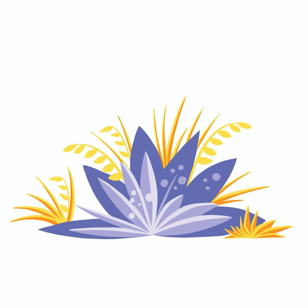 Plants leaves grass color Style flat vector