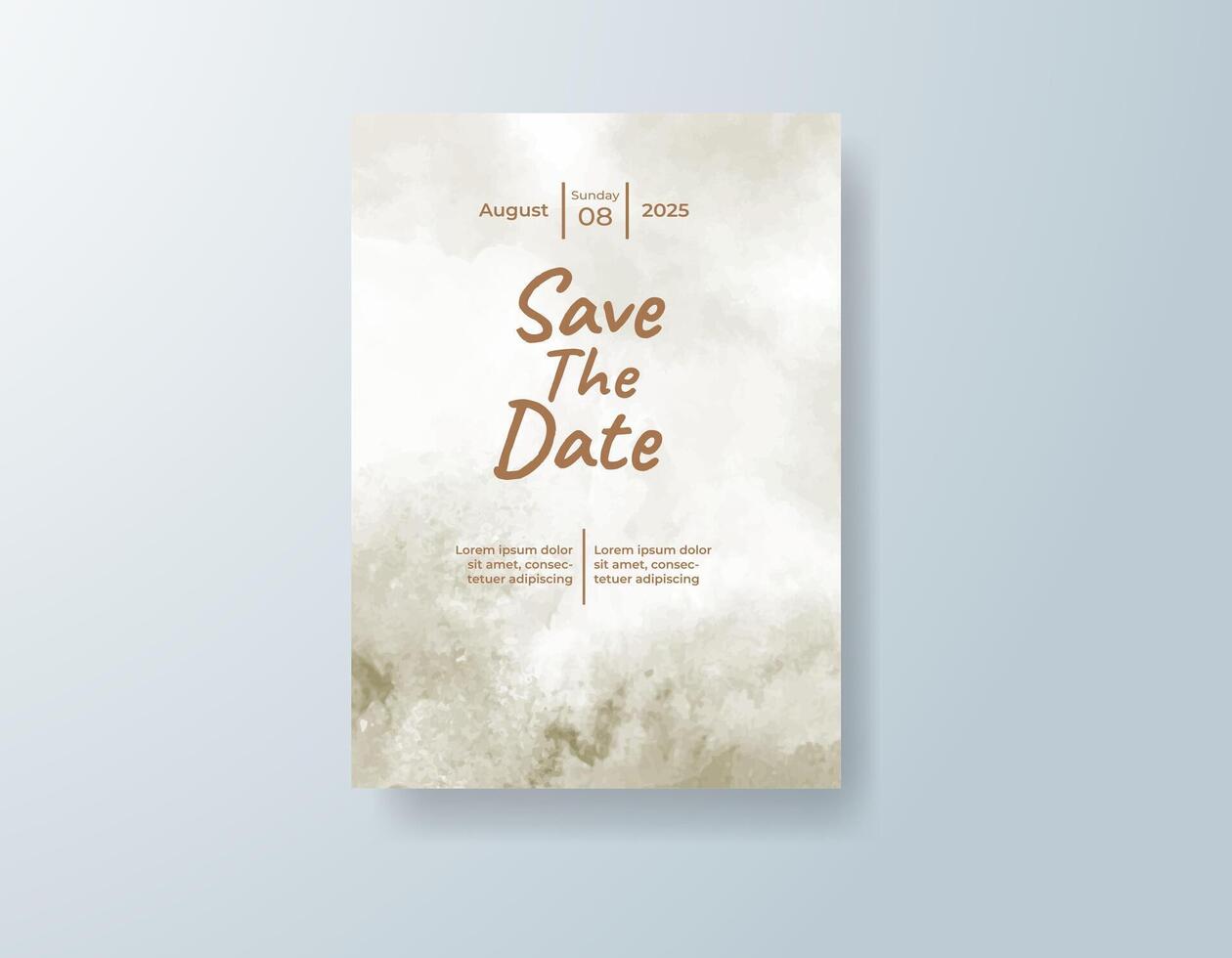Minimalist watercolor wedding invitation card in dusty rose, featuring custom monogram art featuring hand-blended hues vector