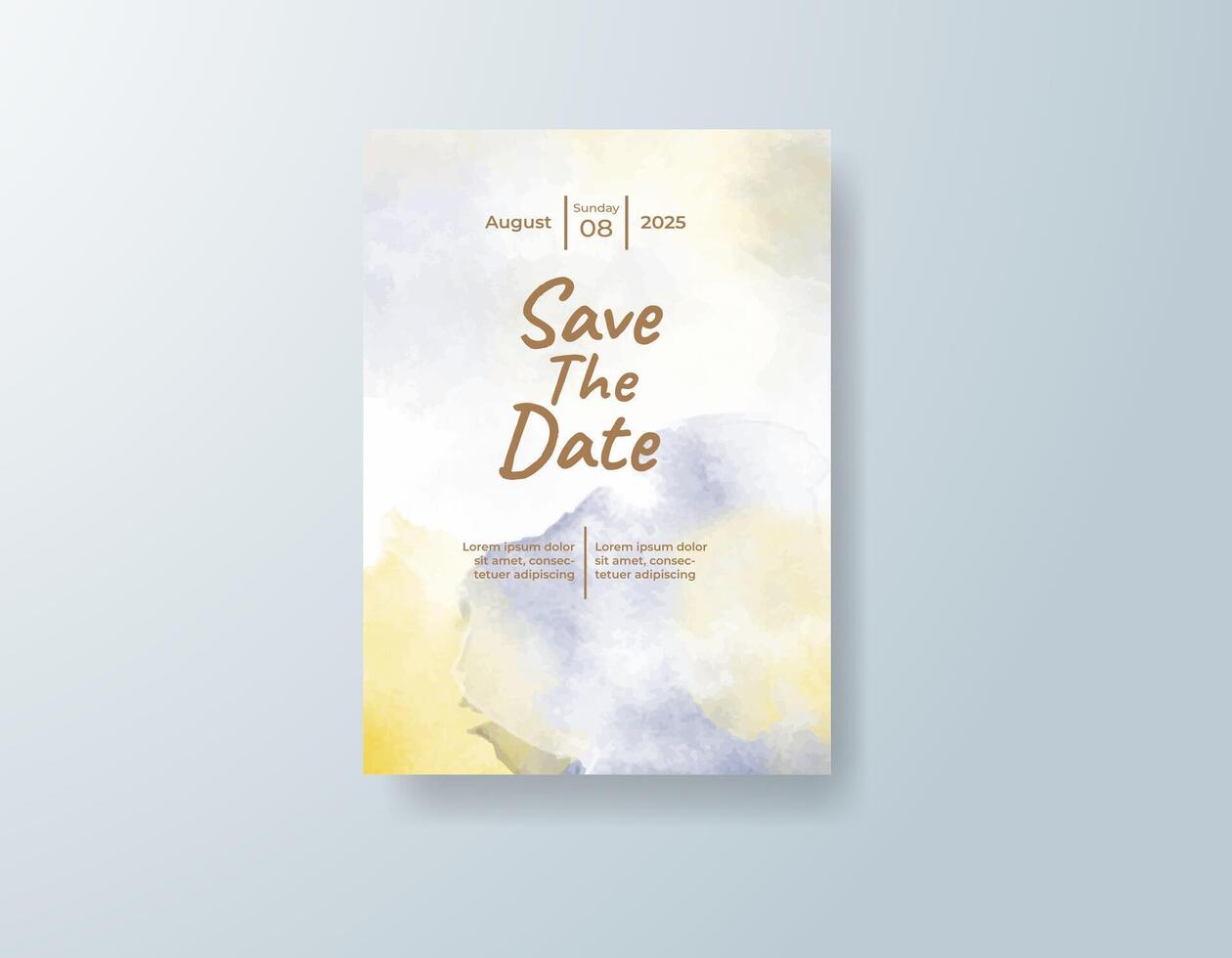Vintage watercolor wedding invitation card in dusty rose, featuring custom monogram art with abstract layers vector