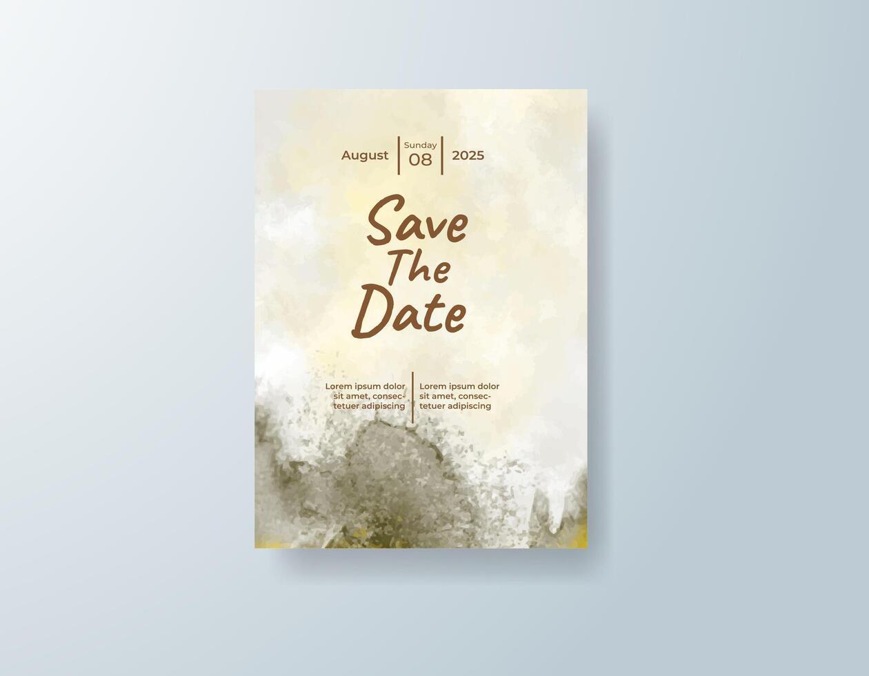 Vintage watercolor wedding invitation card in dusty rose, featuring custom monogram art with abstract layers. vector