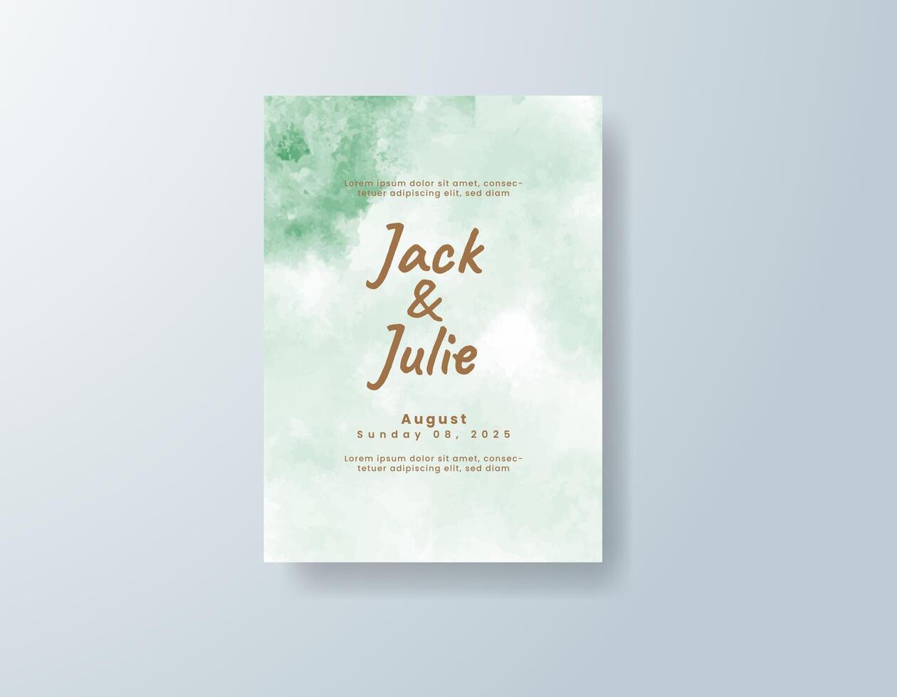 Boho watercolor wedding invitation card in navy blue, featuring subtle gradients with a soft wash of color. vector