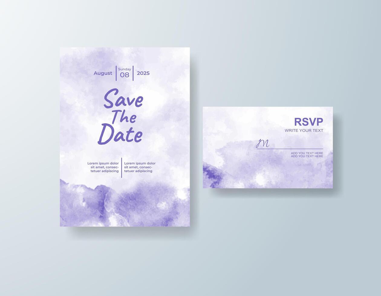 Boho watercolor wedding invitation card in dusty rose, featuring botanical designs set on handmade paper. vector