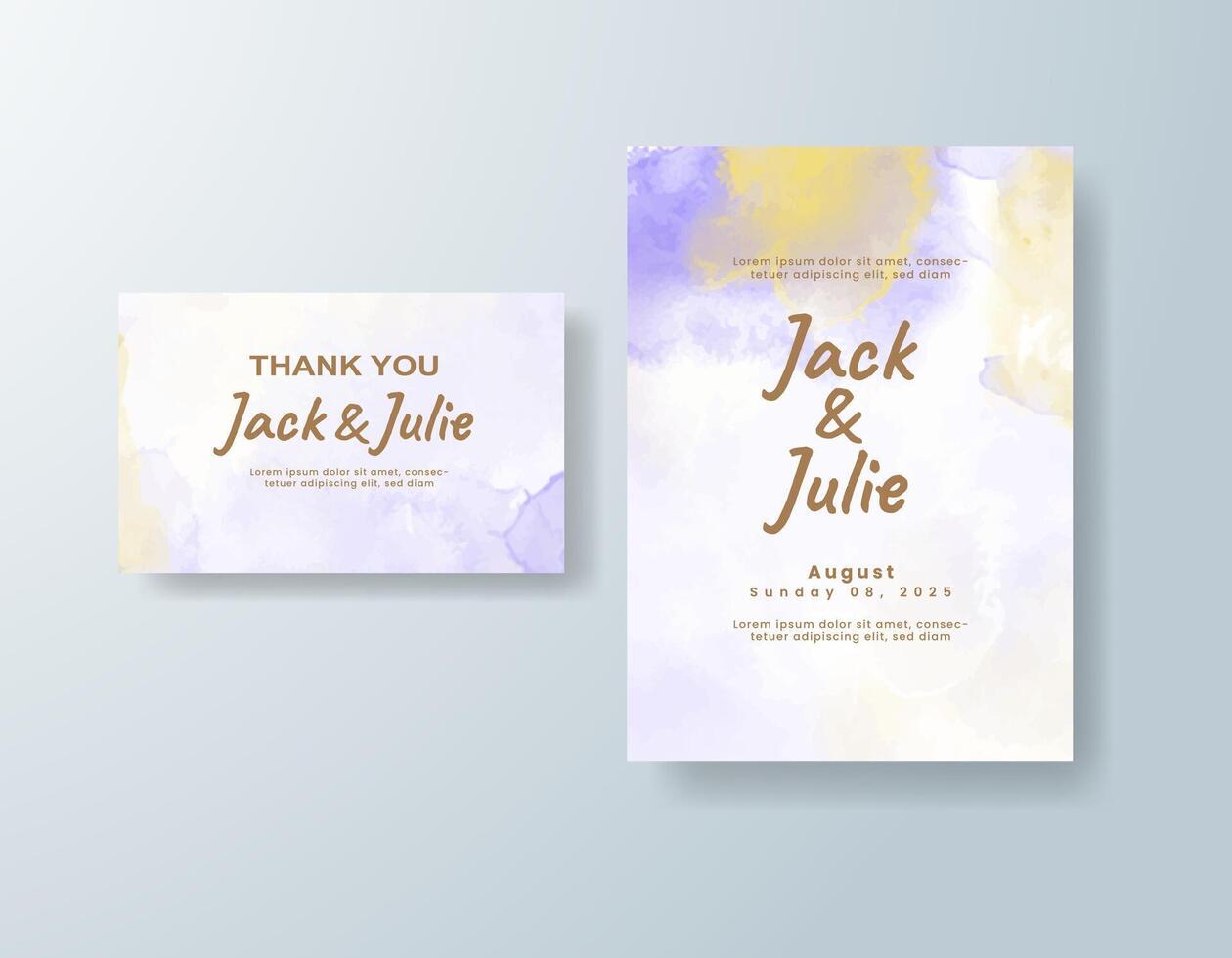 Elegant watercolor wedding invitation card in navy blue, featuring subtle gradients on textured paper. vector