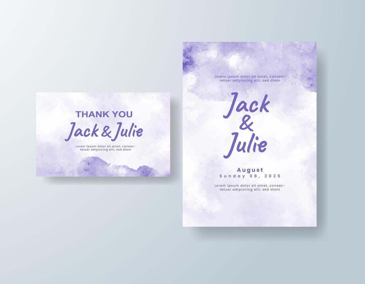 Rustic watercolor wedding invitation card in dusty rose, featuring gold foil touches set on handmade paper. vector