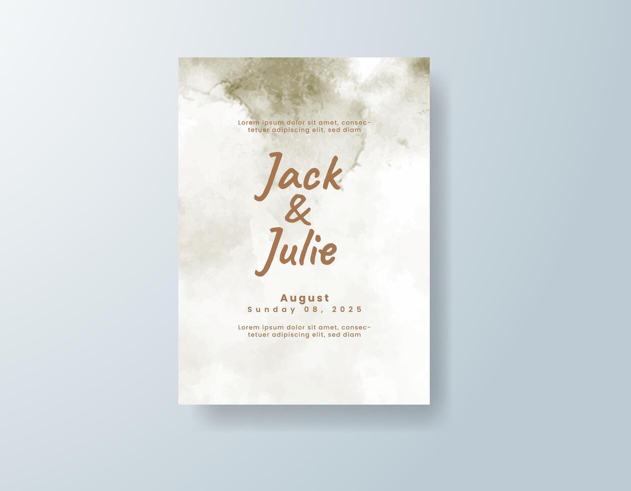 Artistic watercolor wedding invitation card in blush pink, featuring subtle gradients on a translucent overlay. vector