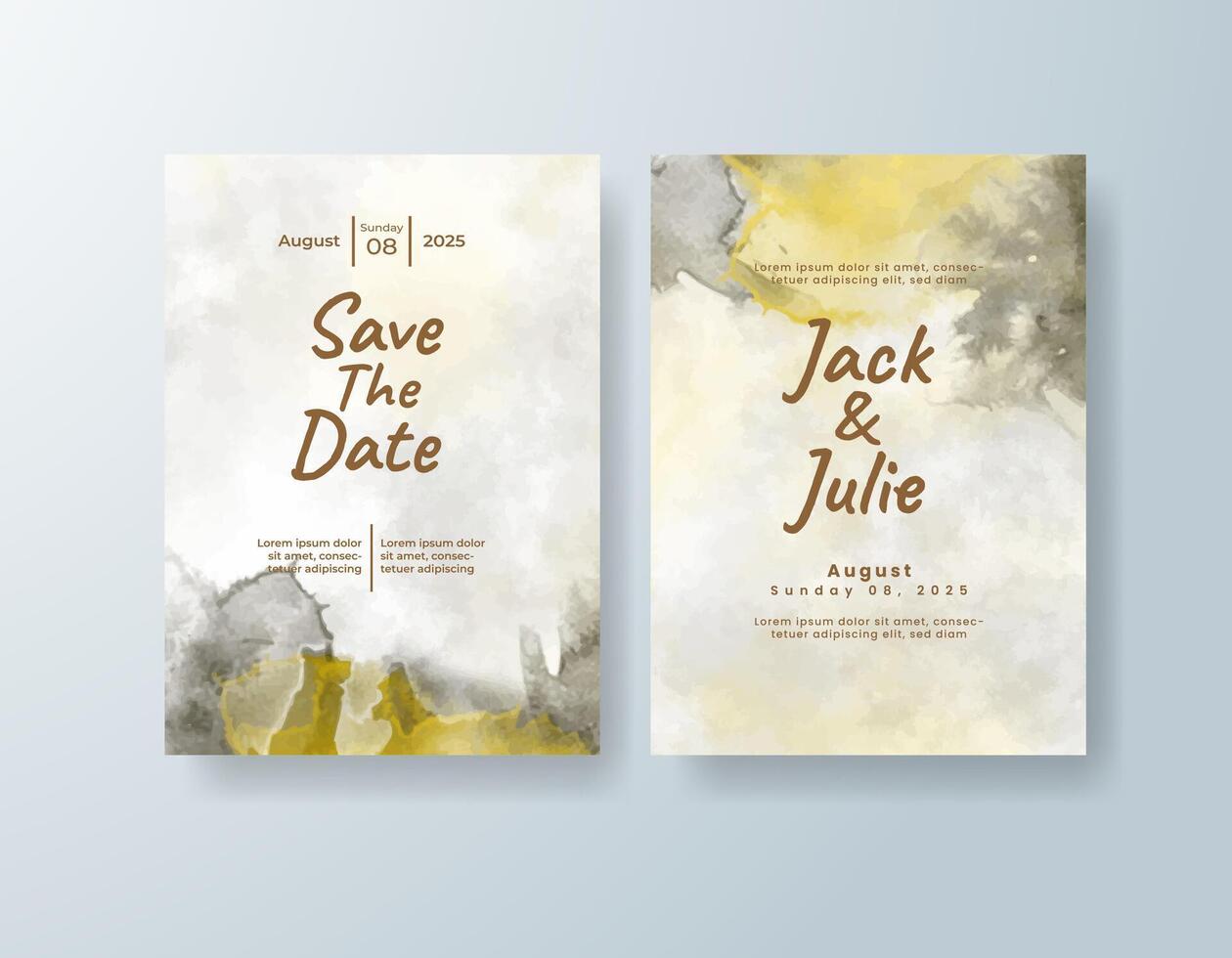 Artistic watercolor wedding invitation card in blush pink, featuring subtle gradients set on handmade paper. vector