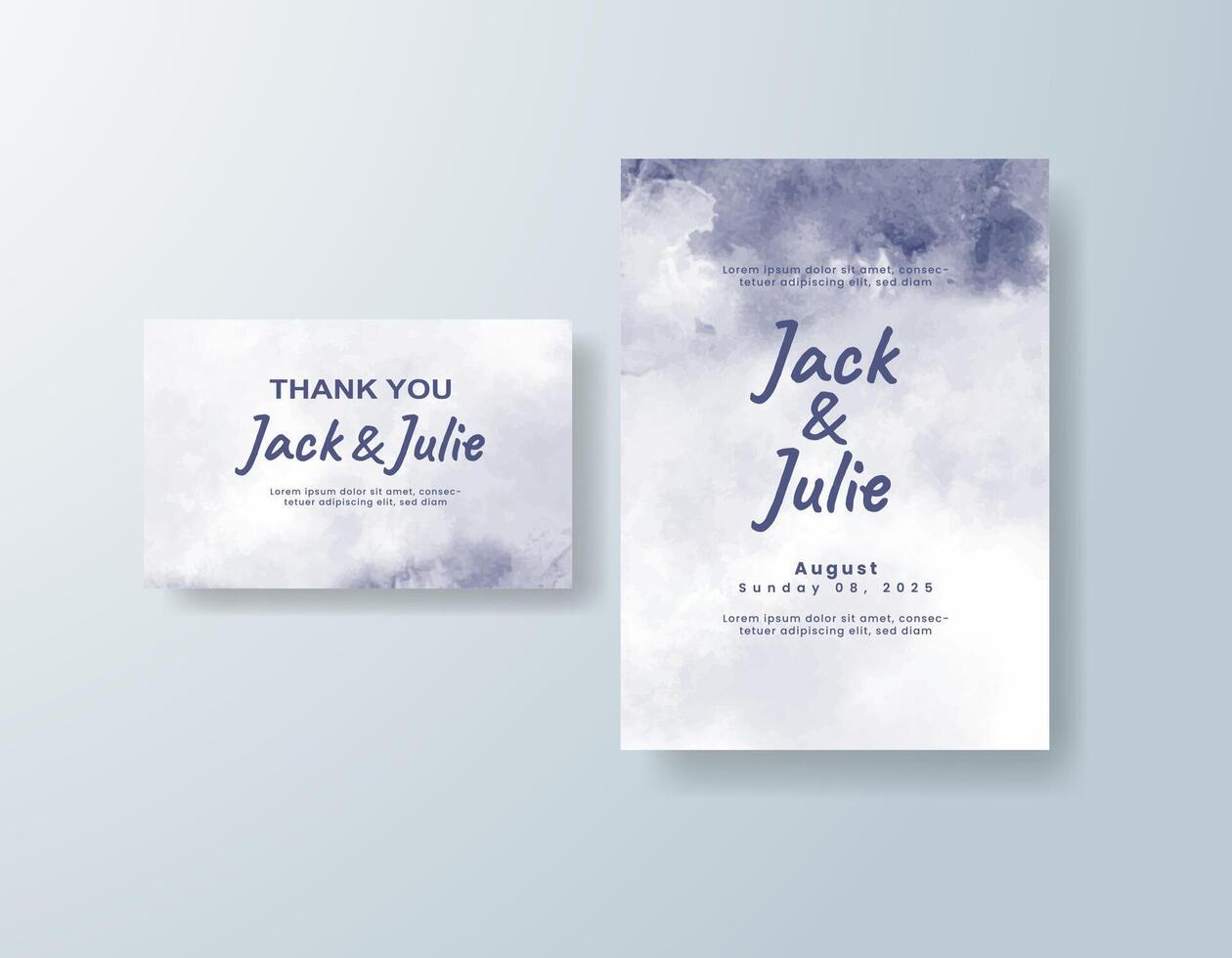 Minimalist watercolor wedding invitation card in sage green, featuring delicate lace patterns with watercolor fade. vector