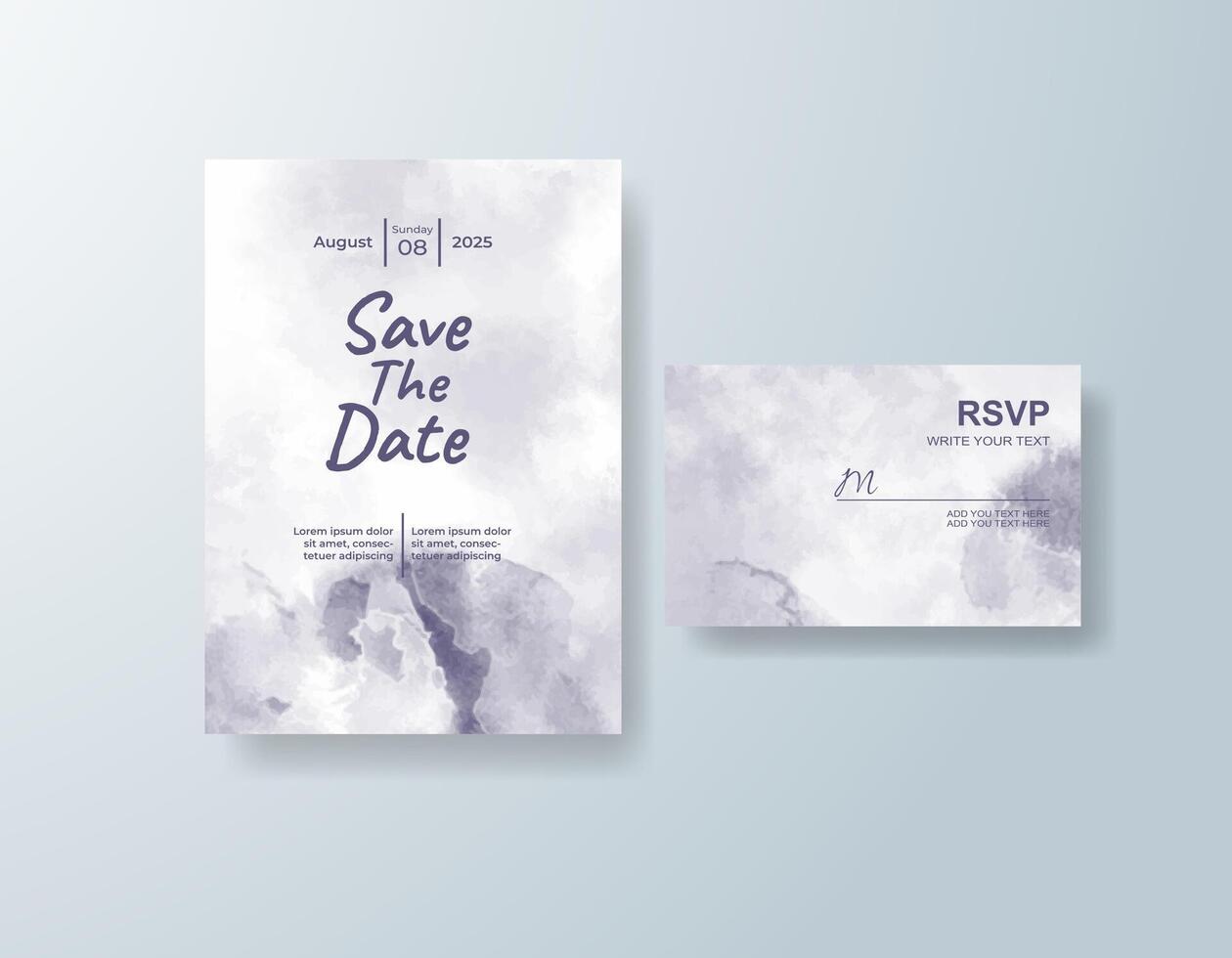 Artistic watercolor wedding invitation card in coral, featuring floral accents against a white canvas. vector