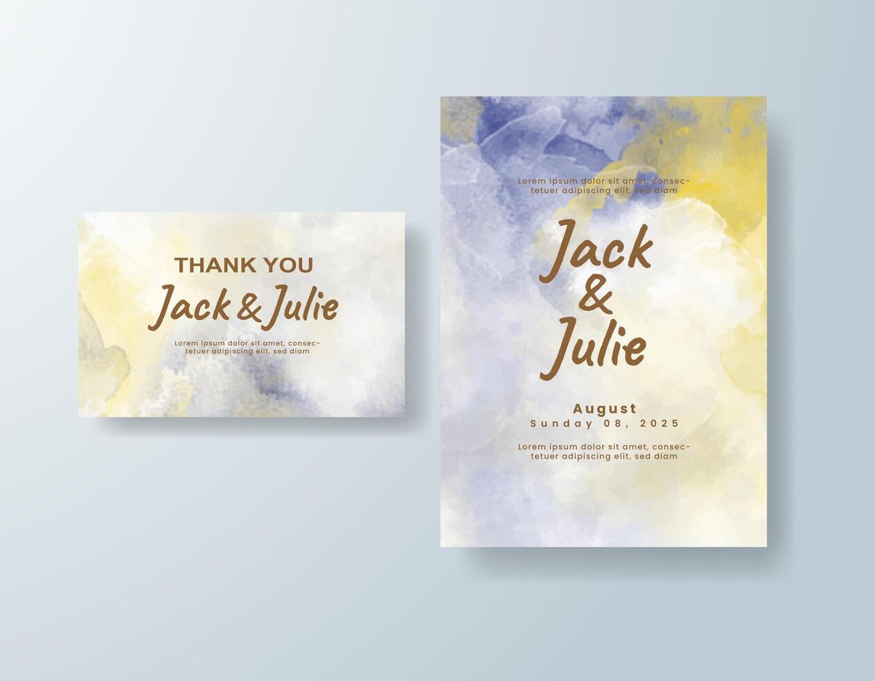 Artistic watercolor wedding invitation card in sage green, featuring floral accents against a white canvas. vector
