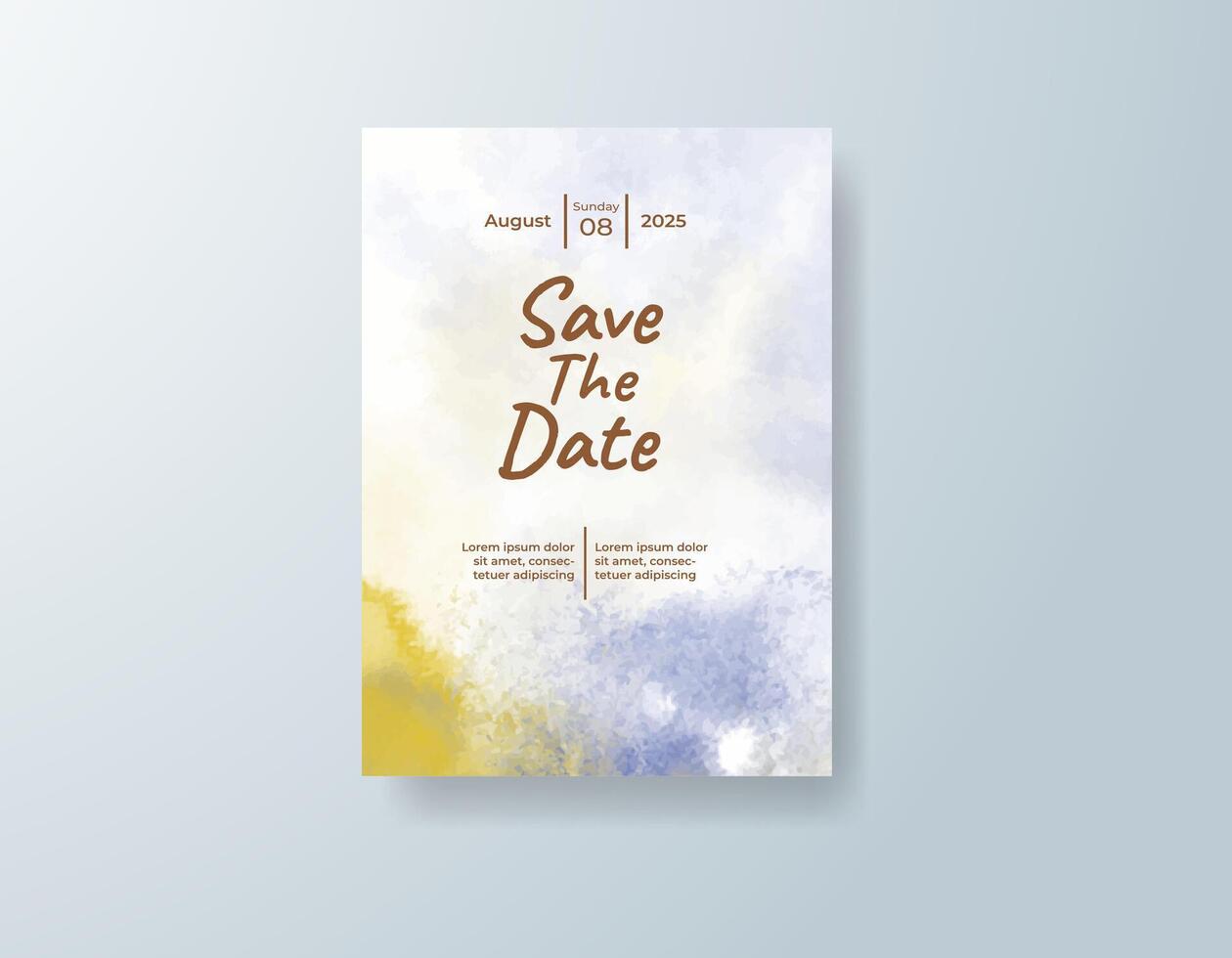 Artistic watercolor wedding invitation card in mint, featuring subtle gradients with abstract layers. vector