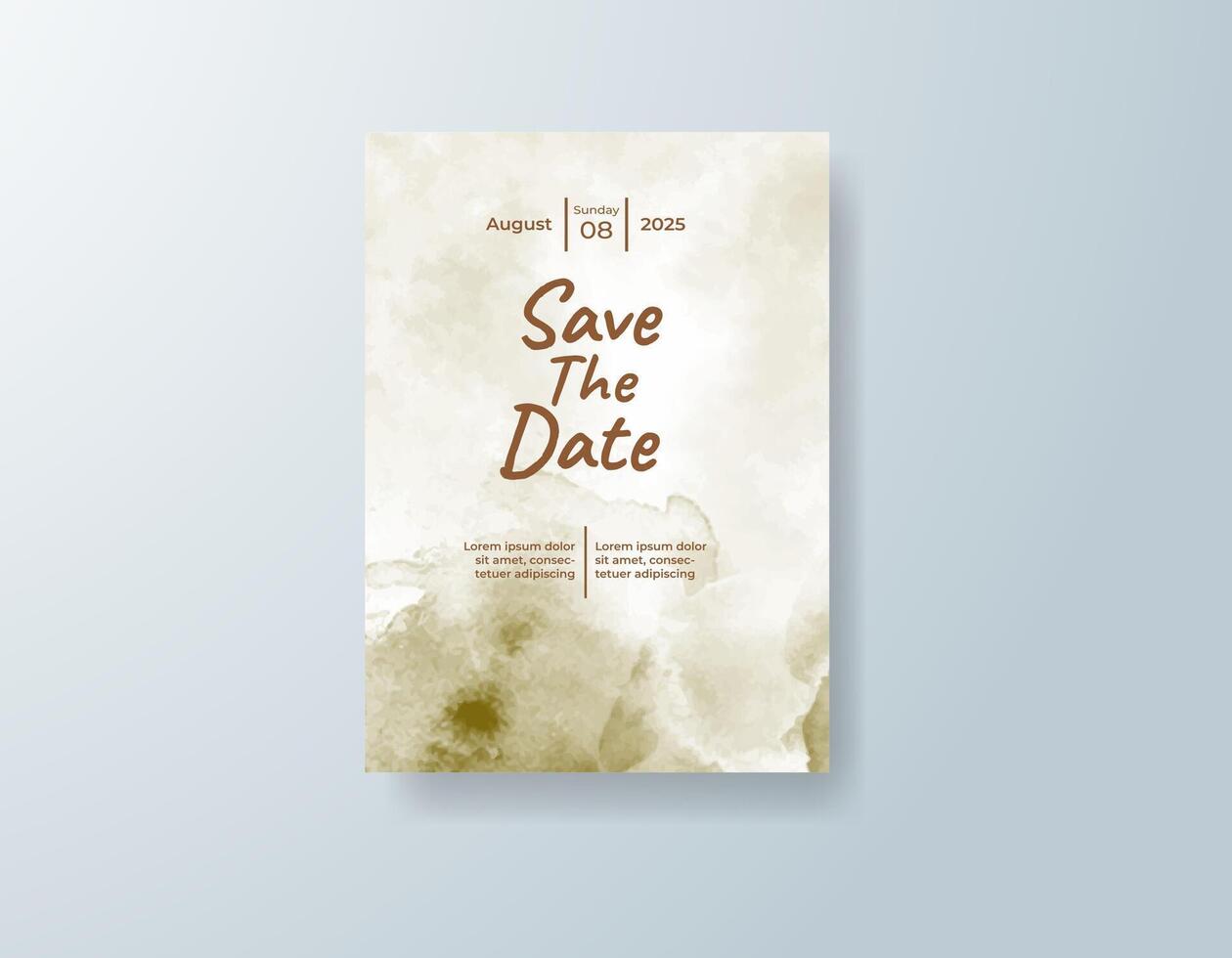 Elegant watercolor wedding invitation card in lavender, featuring soft splashes of color with watercolor fade. vector