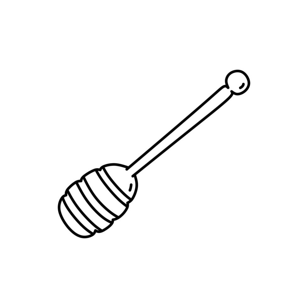 Wooden honey dipper isolated on a white background. hand-drawn illustration in doodle style. Perfect for decorations, logo, various designs. vector
