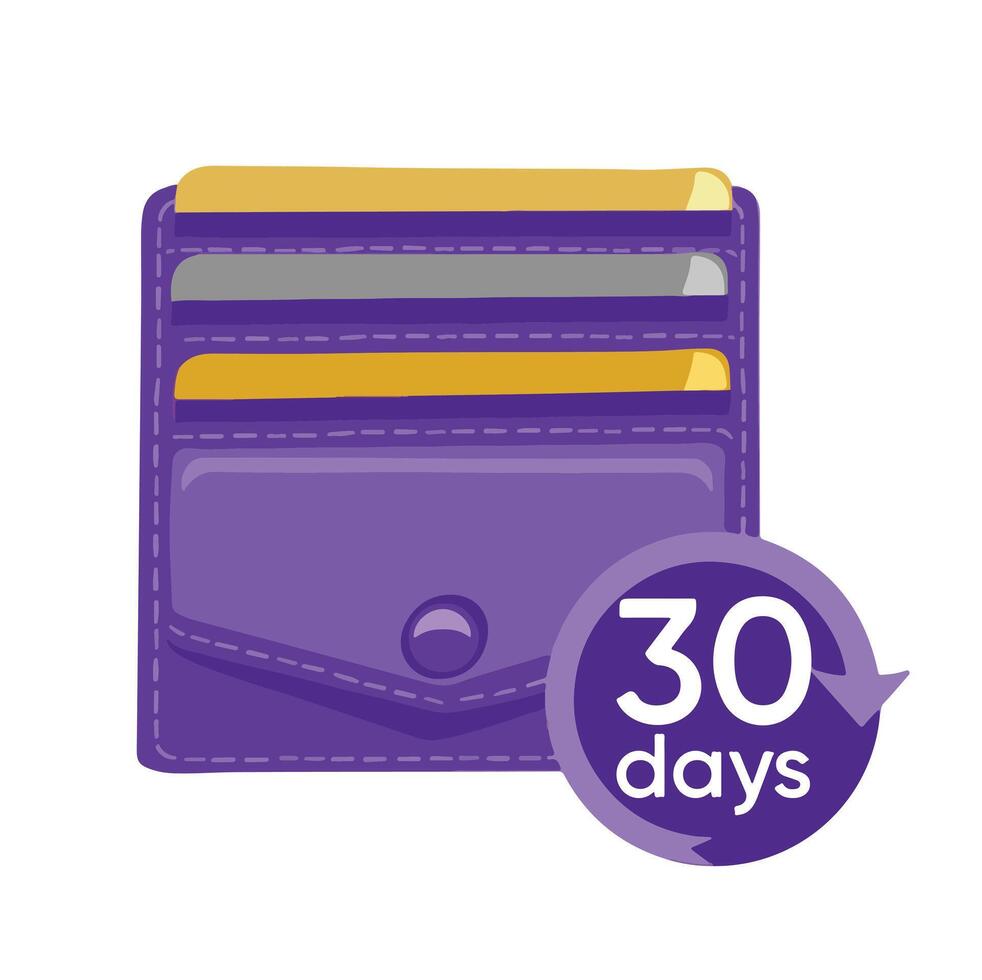 Purple wallet with card slots vector