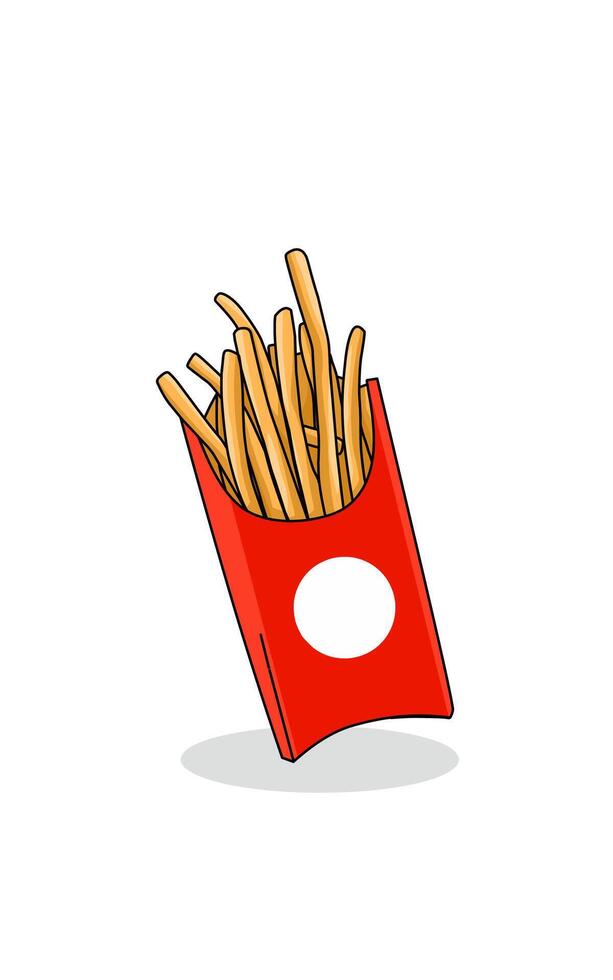 French fries in a red container vector