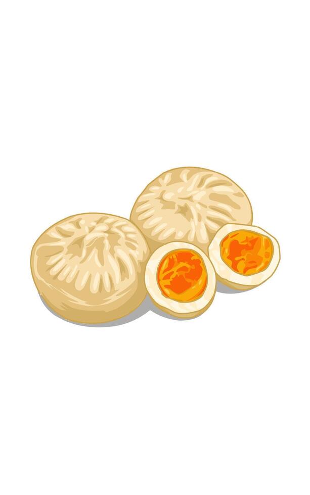 Dumplings with egg fillings vector