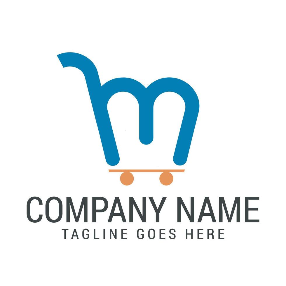 Creative Letter M Ecommerce Shopping Trolley Logo Design Templates vector
