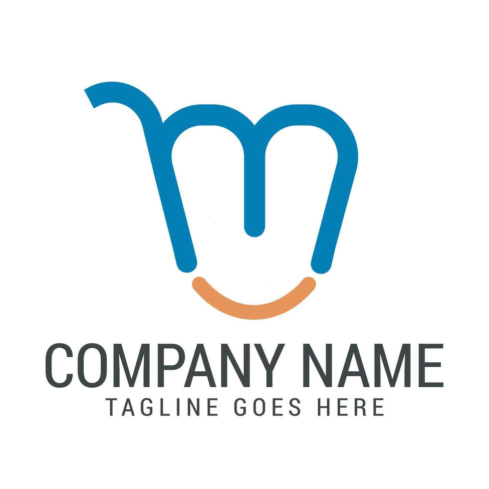 Creative Letter M Ecommerce and Smile Modern, and Elegant Logo Design Templates vector