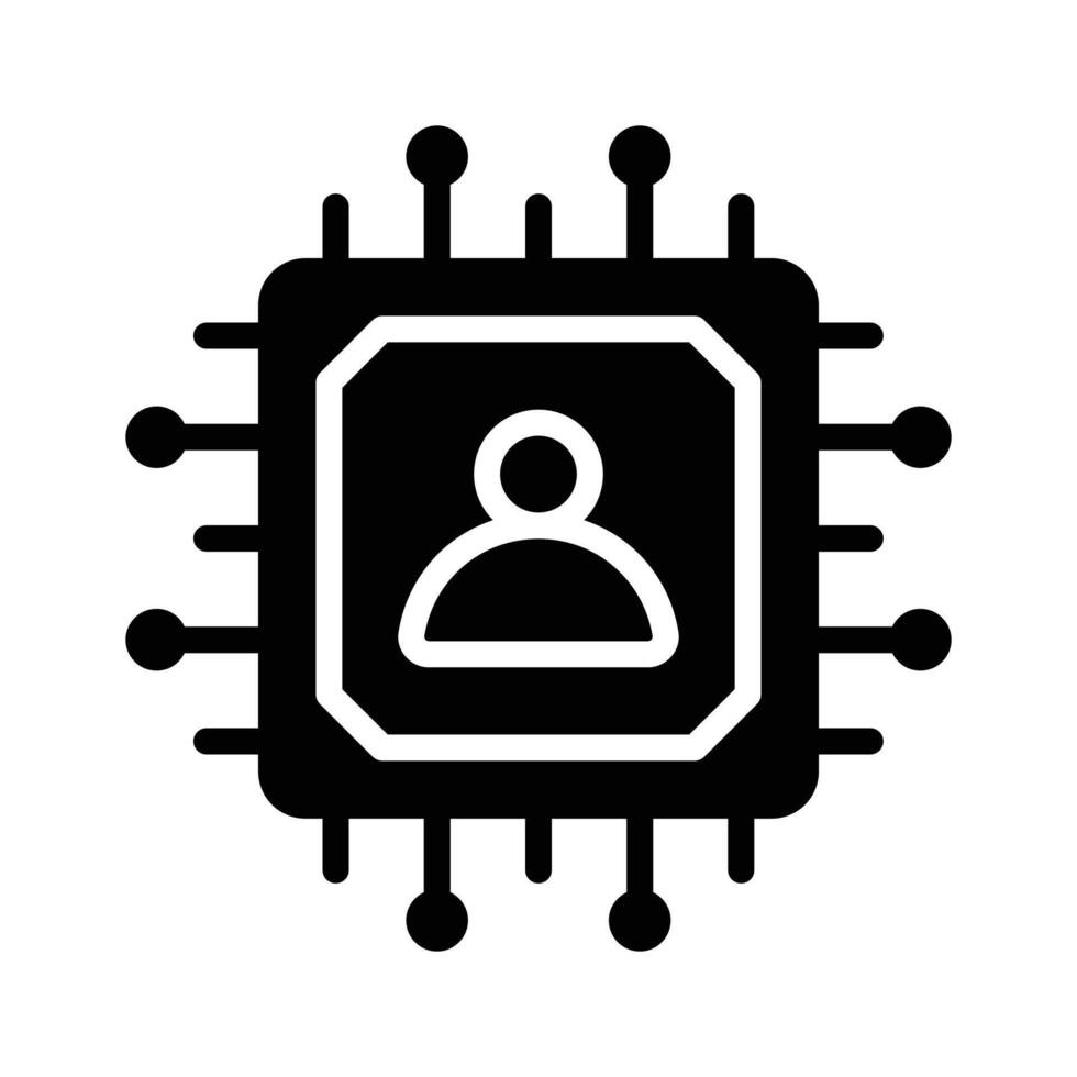 Premium glyph icon showing advanced microchip technology vector