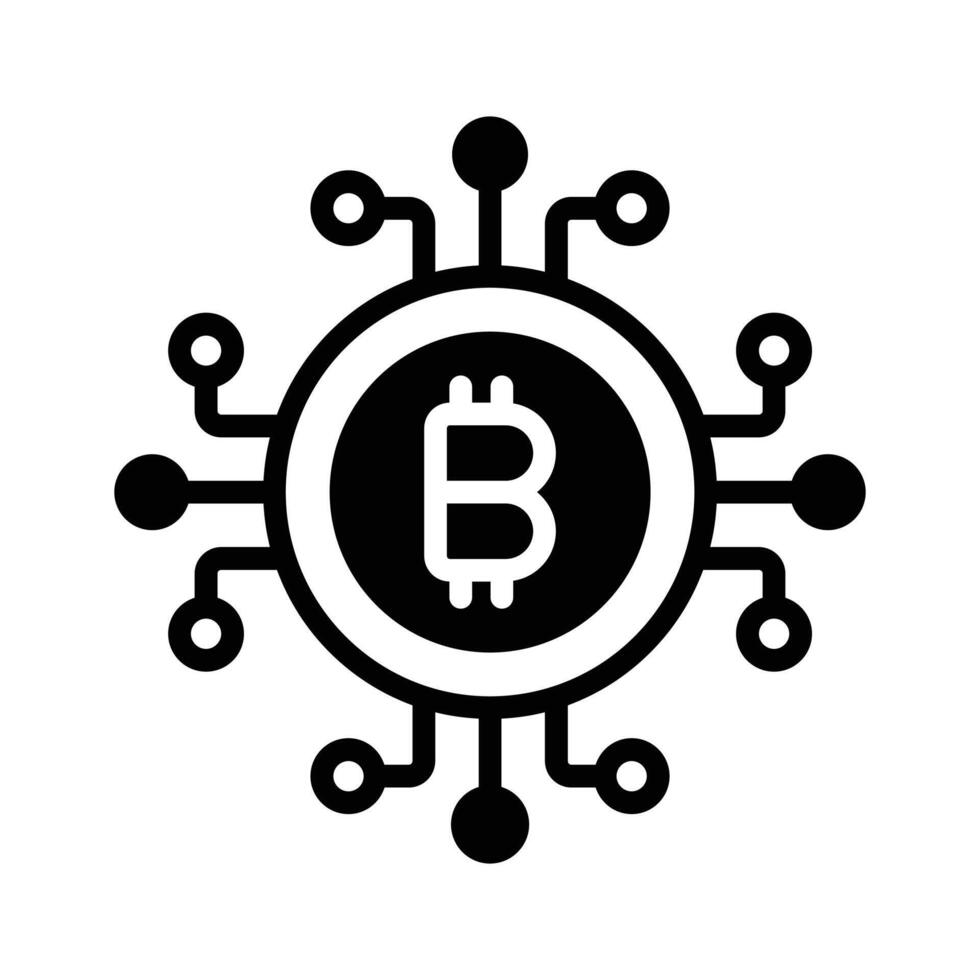 Get this glyph style icon of bitcoin currency. vector