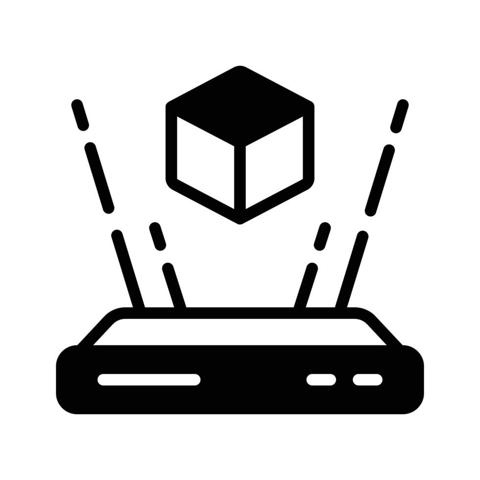 A customizable glyph icon of 3d hologram projection. vector