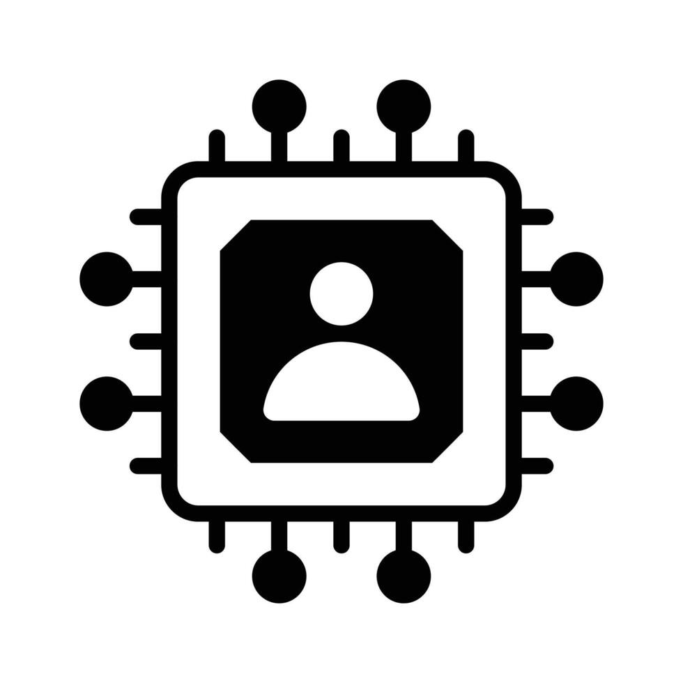 Premium glyph icon showing advanced microchip technology. vector