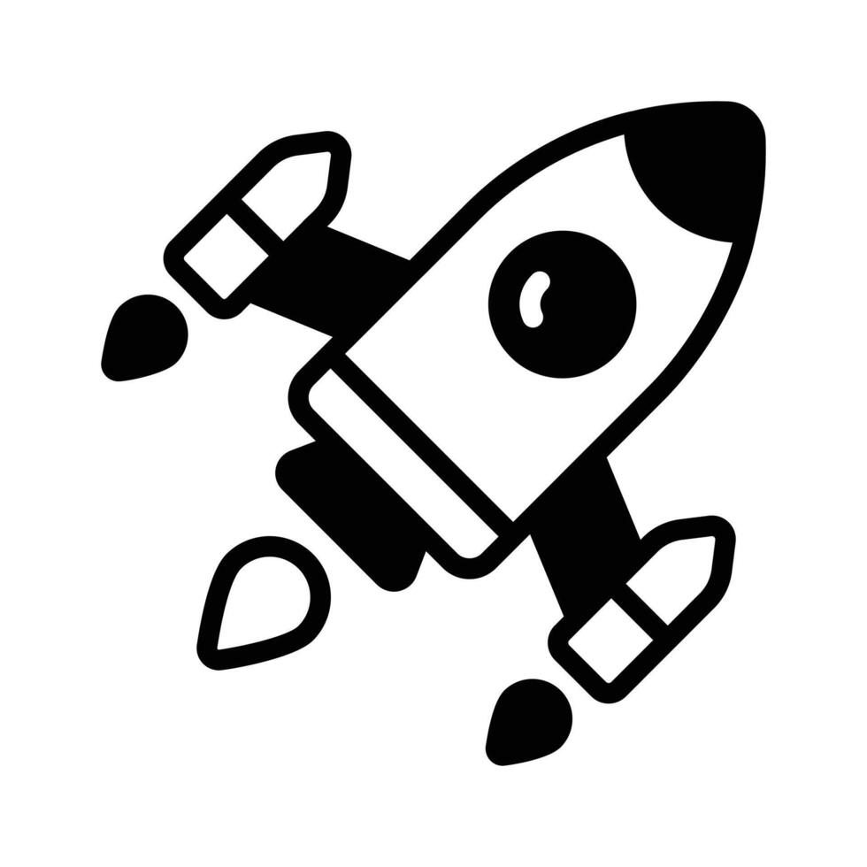 A premium glyph icon of launching space rocket. vector