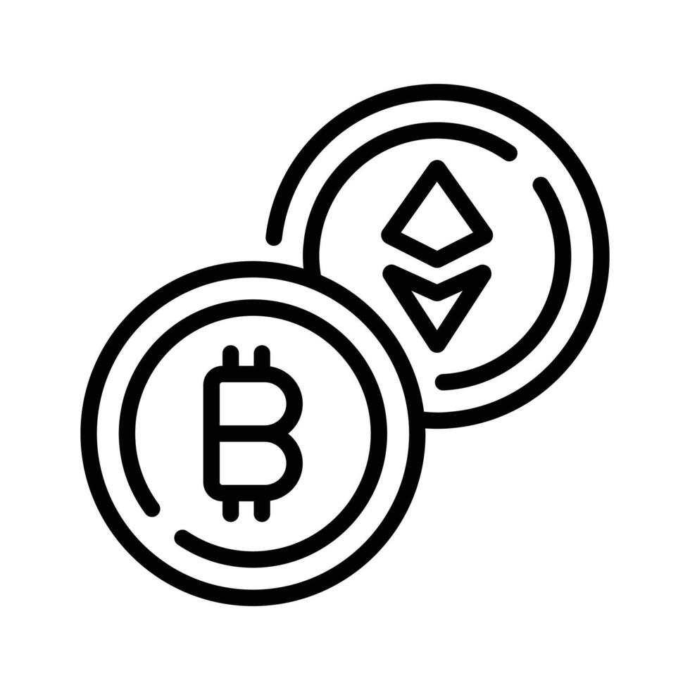 An editable outline icon of cryptocurrencies vector