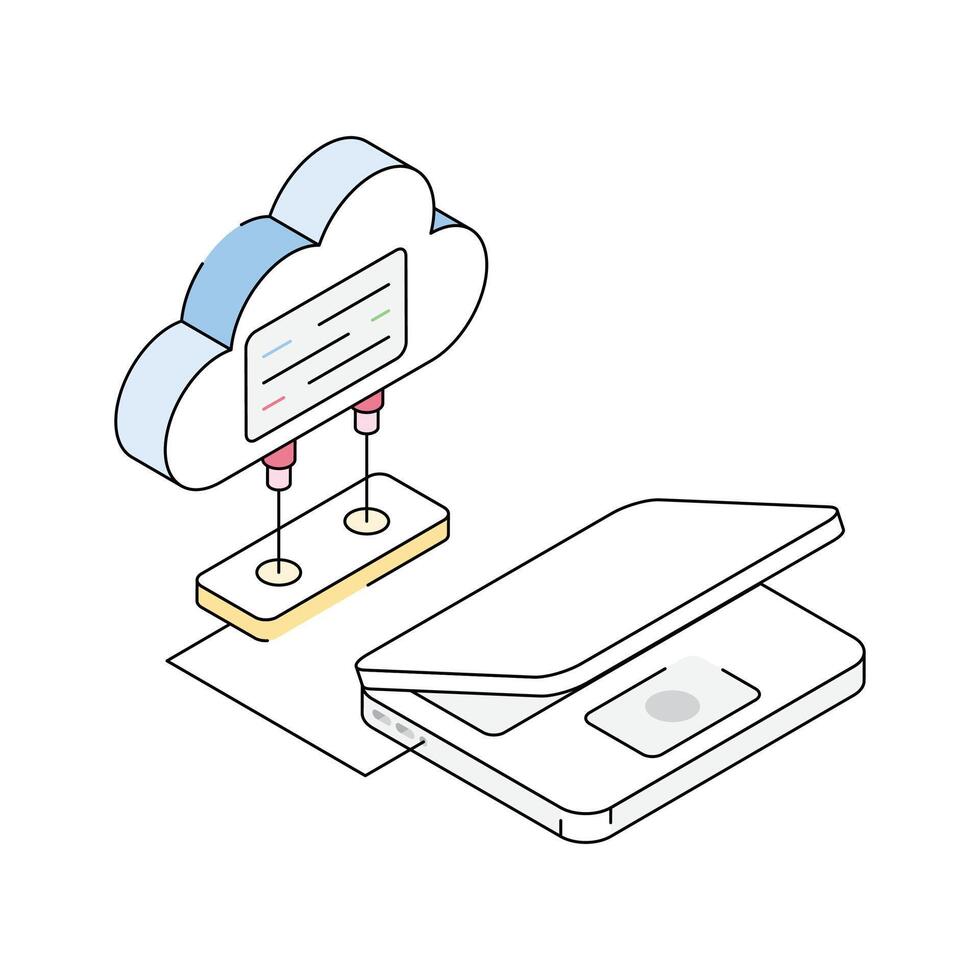 Grab this premium isometric icon showing cloud connection vector