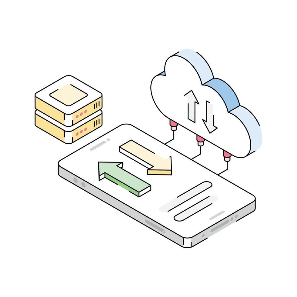 Check out our premium isometric icon depicting cloud transfer vector