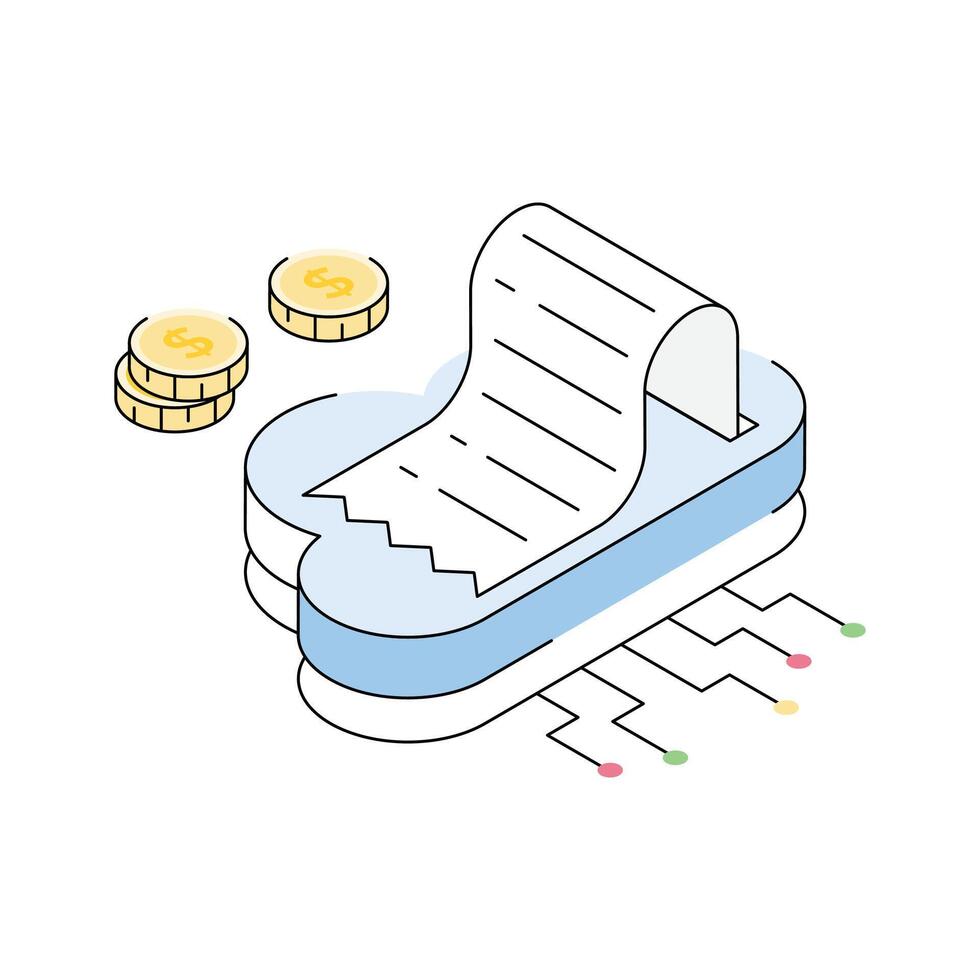 Ready to use isometric icon showing cloud invoice vector