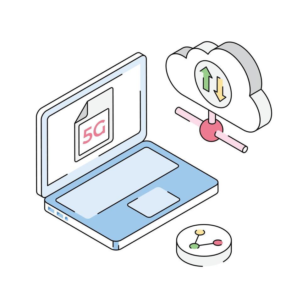 A captivating isometric style icon of shared cloud vector