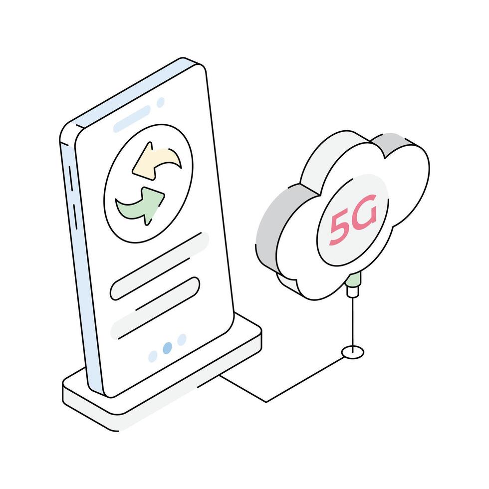 Well crafted isometric icon showing 5g technology vector