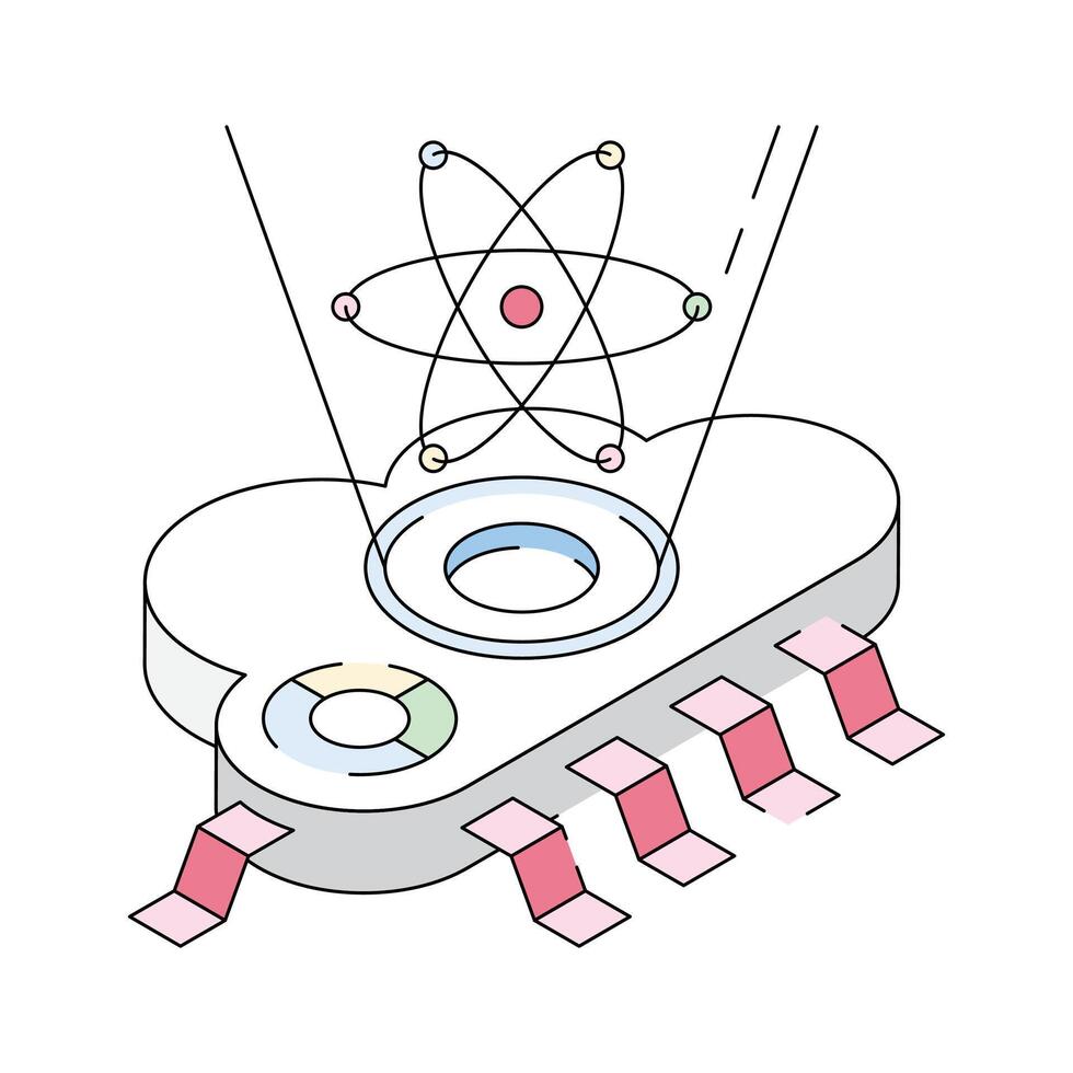 Quantum computing isometric icon is ready for premium use vector